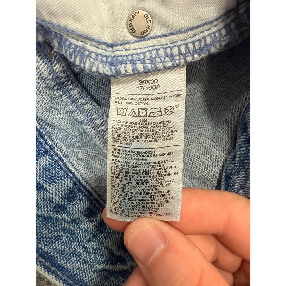 Old Navy Mens Straight Leg Jeans 36x30 Light Wash Blue 100% Cotton Denim - Picture 5 of 9